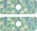 Kitchen Sink Splash Guard 2 PCS 14.7 Inch Sink Faucet Mat Splash Guard for Bathroom Countertop Water Absorbent Foldable Cuttable Soft Washable Cute Green Bluebonnet and Daisies