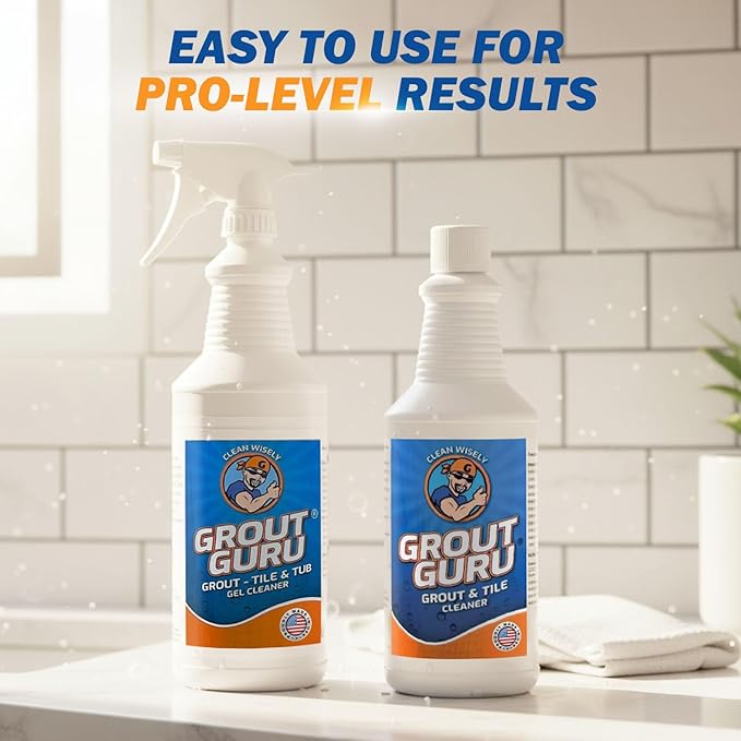 The Professional Grout Cleaner for Tile Floors, Acid-Free Floor Gel Cleaner Cleaning Solution for Tile, Marble, Porcelain & Stone, Deep-Clean Flooring Products Made in USA, Spray, 32 Oz
