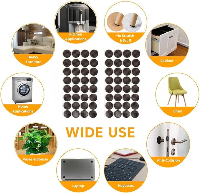 Furnigear Non Slip Furniture Pads - Self Adhesive Rubber Anti Skid Pads Grippers Rubber Chair Feet Furniture Pads for Hardwood Floors -Protectors for Furniture Table Legs Anti Slip 128 Pcs 3/4" Round