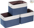 Kntiwiwo Foldable Storage Bin Collapsible Fabric Storage Basket Cube with Durable Handles Closet Organizer Bins for Organizing Shelves Drawers, Set of 3, 15" x 10" x 9.5", Blue