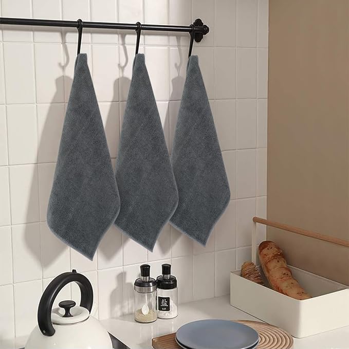 SINLAND Microfiber Rag Absorbent Cleaning Cloth Kitchen Dish Cloth Quick Dry Streak Free Dish Rags Glass Cloths 12inchx12inch 20 Pack Grey