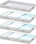 Low Profile Under Bed Storage, 3-Inch High Foldable Underbed Storage Bins with Lid & Zipper, No Structure, Super Slim Clothes Organizer for Crib Dorm Couch Low Bed, 8-Pack, Clear Top