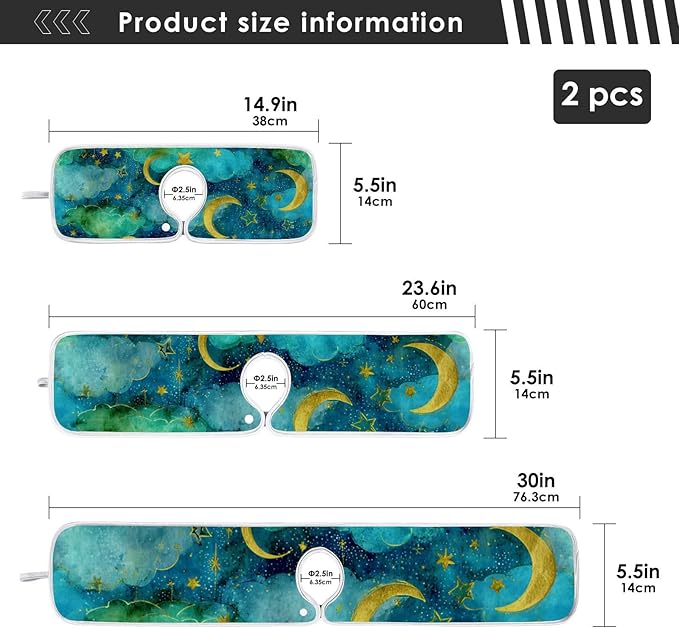 Sink Faucet Absorbing Mat Kitchen Sink Splash Guard Splash Faucet Drip Catcher for Bar RV Bathroom 2PCS 23.6x5.5in Watercolor Moon Star Green