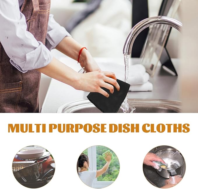 8pcs Microfiber Cleaning Cloth for Glass and Car 30x30cm Black Reusable Lint-Free Window and Mirror Wiping Towels Household Cleaning Supplies