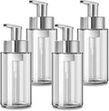 Glass Soap Dispenser, 10 oz/300ml Foaming Soap Dispenser, 4 Pack Foaming Hand Dispenser for Bathroom & Kitchen, Clear Refillable Foam Soap Bottle with Silver Pump