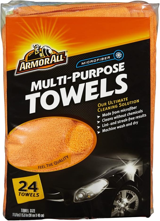 Armor All Microfiber Towels, Multi-Purpose Towels for Cleaning, 24 Each