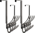Dseap Over Door Hook 2.0 - Upgraded Version - Simple-Assembly, Strong, Heavy-Duty Stainless Steel 5-Tri-Hook Over The Door Hanger Rack, SimpleStrong Series, Grey, Pack of 2