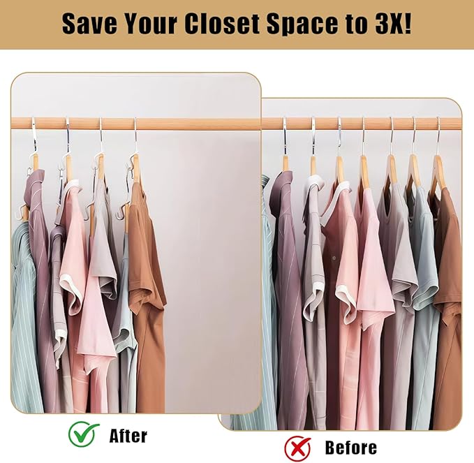 Hanger Connector Hooks,50 Pcs Space Saving Hangers for Clothes,Clothes Connector Hooks, Hanger Organizer Space Saver,Hanger Extender Hooks