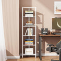 TUTOTAK 6-Tier Corner Bookshelf,Corner Shelf for Small Space, Narrow Display Corner Shelf Stand with Storage Rack, for Living Room, Bedroom, White BS05BW006