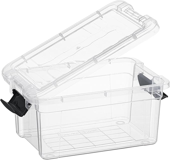 Superio Storage Bins with Lids- 5 Pack, 1.85 Qt Clear Boxes for Organizing, Stackable Plastic Containers- BPA Free, Non-Toxic, Odor Free, Organizer for Home, Office, Dorm