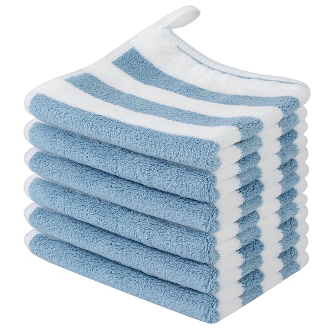 SINLAND Microfiber Facial Cloths Fast Drying Washcloth 12inch x 12inch Absorbent Face Wash Cloth Soft Makeup Remover Cloths