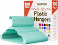 Plastic Clothes Hangers – Heavy Duty Hanger Set, for Organizing Clothes, Dresses, and Coat, Holds Up to 5 lbs, Space-Saving Hangers with Non-Slip Shoulder Grooves, Pack of 100, Aqua