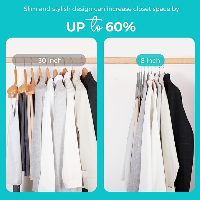HOUSE DAY Premium Velvet Hangers 50 Pack Grey, Non-Slip Flocked Felt Hangers, Sturdy Clothes Hanger with 360° Rotatable Hook, Heavy Duty Durable Slim Coat Hanger for Closet Space Saving
