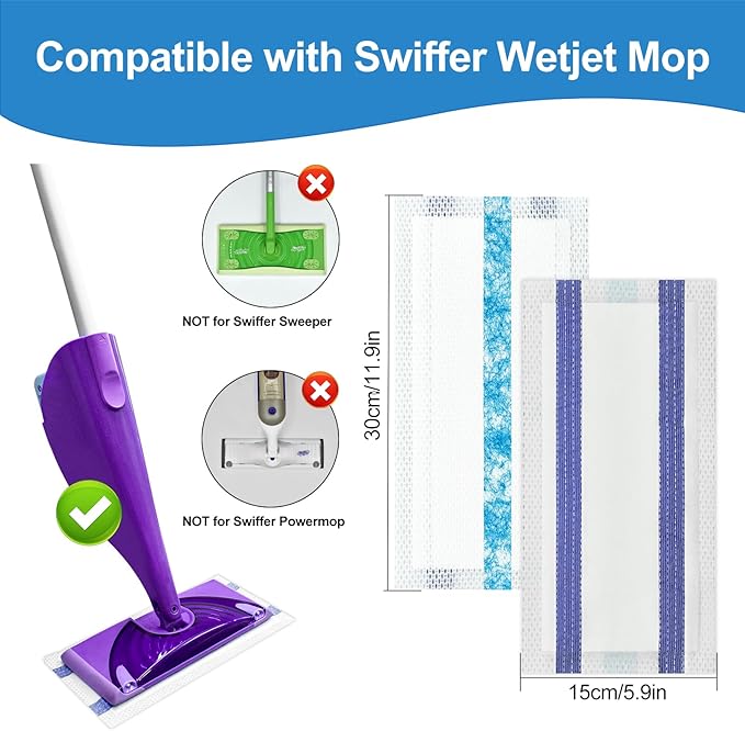 Mop Pads Refills Compatible with Swiffer WetJet Hardwood and Floor Spray Mop,20 Count Disposable Heavy Duty Mop Refill Pads with Scrub Strip,Thick and Absorbent Multi Surface Wet&Dry Mop Pad Refills