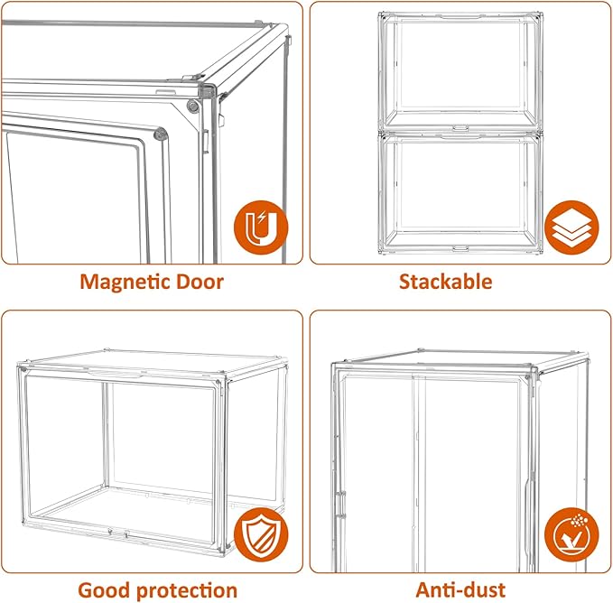 Cutora Extra Large 17.7"X13"X13" Clear Acrylic Organizer Box Display Case, Plastic Holder with Magnetic Door for Figures, Books, Handbags, Purses, Boots(1 Pack)