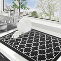 WISELIFE Dish Drying Mat Super Absorbent Drying Mat Large Dish Drying Mats for Kitchen Counter Easy Clean Dish Mat Kitchen Drying Mat18"x 28" Stylish Black