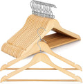 TOPIA HANGER Wooden Hangers 30 Pack, Space Saving Coat Hanger with 360° Swivel Cascading Loop Hook, Non Slip Pants Bar and Shoulder Notches for Camisole, Jacket, Suit, Clothes Hangers -CT74N30