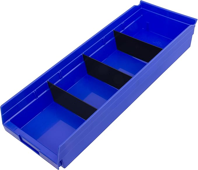 Akro-Mils 40150 Plastic Width Dividers for 4" Tall Shelf Bins Models 30150, 30158, and 30184, Custom Storage Inserts for Tools, Crafts & Supplies, 24-Pack, Black