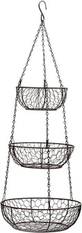 RSVP International Hanging Storage Collection 3-Tier Baskets, Bronze Chicken Wire