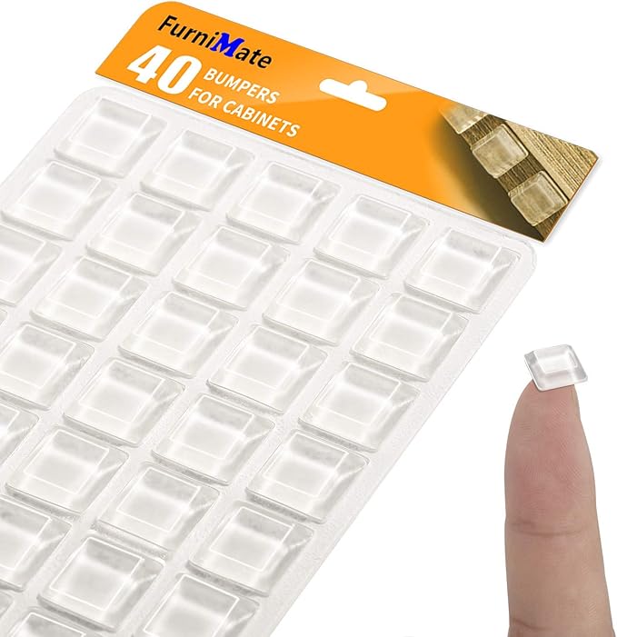 Clear Cabinet Door Drawer Bumpers Pads 40PCS Square Rubber Bumper Pads Sound Dampening for Cabinet Doors Drawers Picture Frames Laptop 12.7 x 3mm