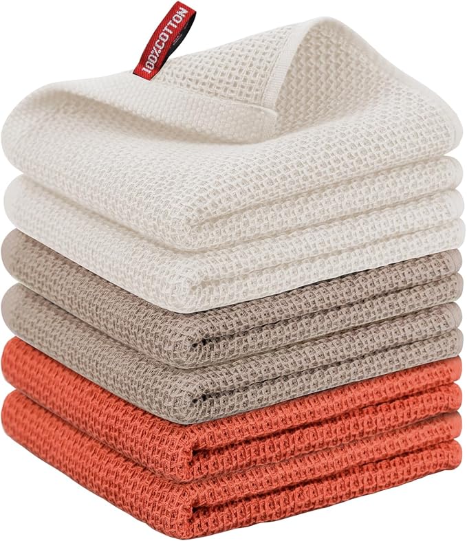 Nialnant 6 Pack Kitchen Towels,Soft Absorbent Quick Drying Dish Cloths,Dish Towels for Drying Dishes,Cleaning Rags-13x28 Inch,Multi Color