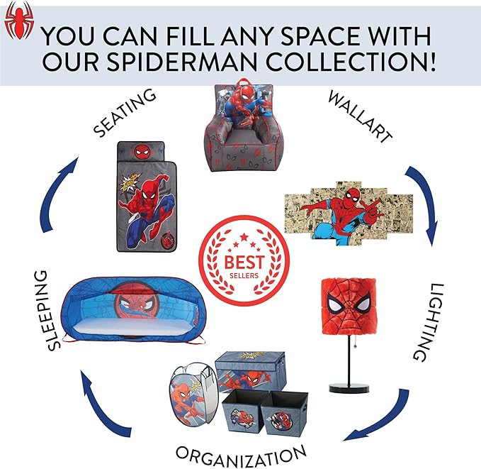 Idea Nuova Marvel Spiderman Collapsible Storage Cubes, Set of 2, 10"x10",Spiderman/Red
