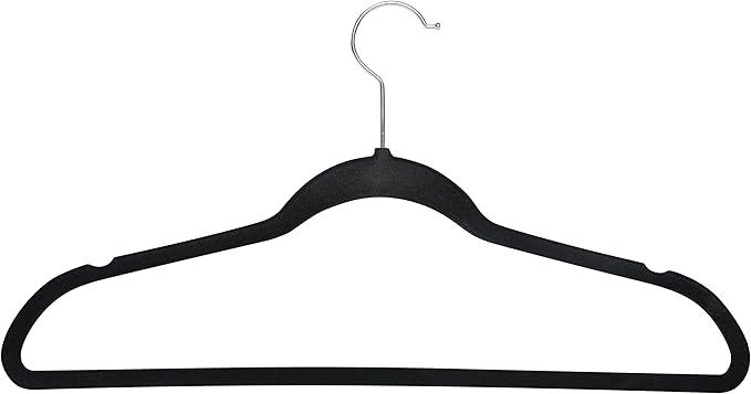 Simplify 10 Super Slim Velvet Huggable Hangers in Black