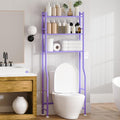 3-Tier Over The Toilet Storage, Space Saver Metal Bathroom Shelves, Freestanding Above Over Toilet Storage Shelf with 4 Hooks for Bathroom, Purple