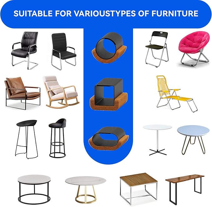 Sled Base Chair Floor Protectors Sled Base Chair Glides Wrap Around Floor Savers,Chair Leg Protectors Furniture Pads,Protect Floors Anti-Scratch Reduce Noise Easy Install (24pcs, Brown Felt Pads)