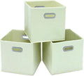 STOREONE Fabric Storage Bins Cubes Baskets Containers-(11X11X11) with Dual Handles Cube Storage Organizer Bins for Shelf Closet, Bedroom Organizers, Foldable Set of 3 (Creamy- White )