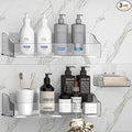 Acrylic Shower Shelves 3 Pack, Clear Adhesive Shower Organizer - No-Drill Wall Mount Storage Rack, Versatile Caddy for Bathroom & Kitchen (Transparent)