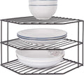 3-Tier Corner Shelf Counter and Cabinet Organizer - Steel Metal Wire - Rust Resistant - Plates, Dishes, Cabinet & Pantry Organizer - Kitchen Organization (10 x 7.5 Inch)(Black)