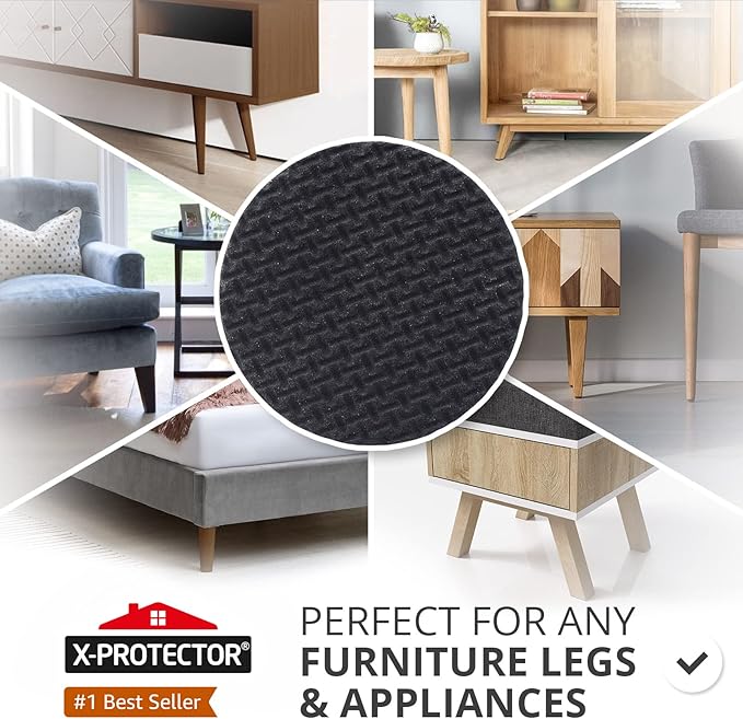 X-Protector Non Slip Furniture Pads for Hardwood Floors 32 PCS 2” - Round Anti Slip Furniture Pads - Self-Adhesive Rubber Furniture Pads Non Slip - Ideal Furniture Stoppers to Prevent Sliding!