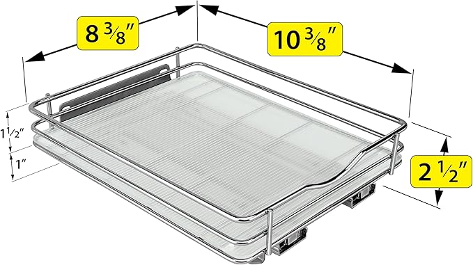 LYNK PROFESSIONAL® Pull Out Spice Rack Organizer for Inside Kitchen Cabinets - 8-3/8 inch Wide - Slide Out Drawer – Chrome Sliding Spice Organization for cabinet - Spice Racks - 1 Tier