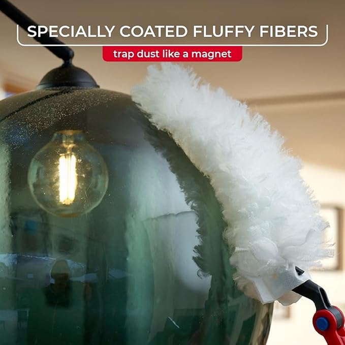 O-Cedar Flex & Catch Heavy Duty Dusting Kit with 15 Disposable Duster Refills | New & Improved Model | Extendable 3 Ft Handle with Stay-On Duster Hook | Traps 3X More Dust Than Feather Dusters