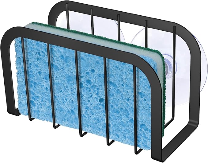 Sponge Holder for Kitchen Sink,Kitchen Caddy with Sponge Holder,Dish Soap Holder - Black