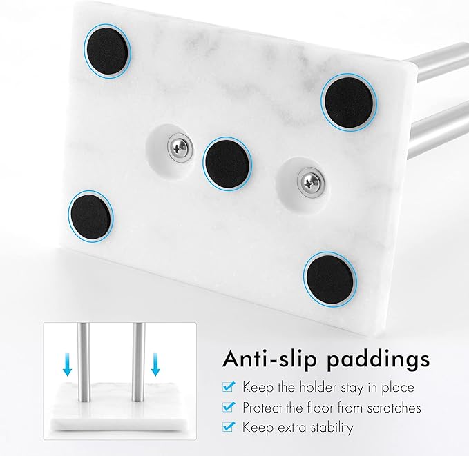 KES Toilet Paper Holder Stand 29.5 Inches, Free Standing Toilet Paper Storage with Marble Base Toilet Roll Holder for Bathroom, SUS304 Stainless Steel Brushed Finish, BPH288-2