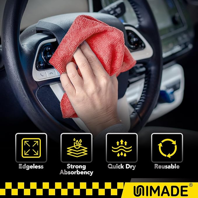Shop Towel Rag, 200 Pack Reusable Rags Bulk Microfiber Cleaning Cloth Lint Free Towels for Car Kitchen Automotive Bar Mechanic Restaurant Garage, 11.5"x 11.5", Red