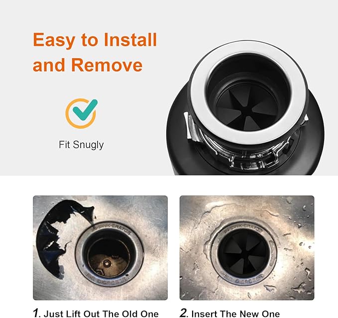 2 Pcs Garbage Disposal Splash Guard Sink Baffle, 3 1/8" Removable Garbage Disposal Rubber Drain Insert, Replacement Waste Food Garbage Disposal Parts for Waste King Whirlaway and GE Models