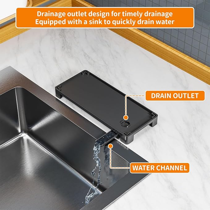 Rustproof Kitchen Sink Organizer for Countertop,Multifunctional Sink Organizer Caddy & Organization,Scrub Brush and Sponge Holder,Plastic Sink Storage Rack,Sponge Drain Rack,Dish Soap Dispenser,Black
