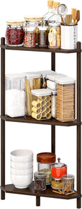 Corner Shelf Stand - 3 Tier Bamboo Small Corner Bookshelf for Office Kitchen Bedroom Plant Stand Living Room Decor Small Space (Brown，3 Tier)