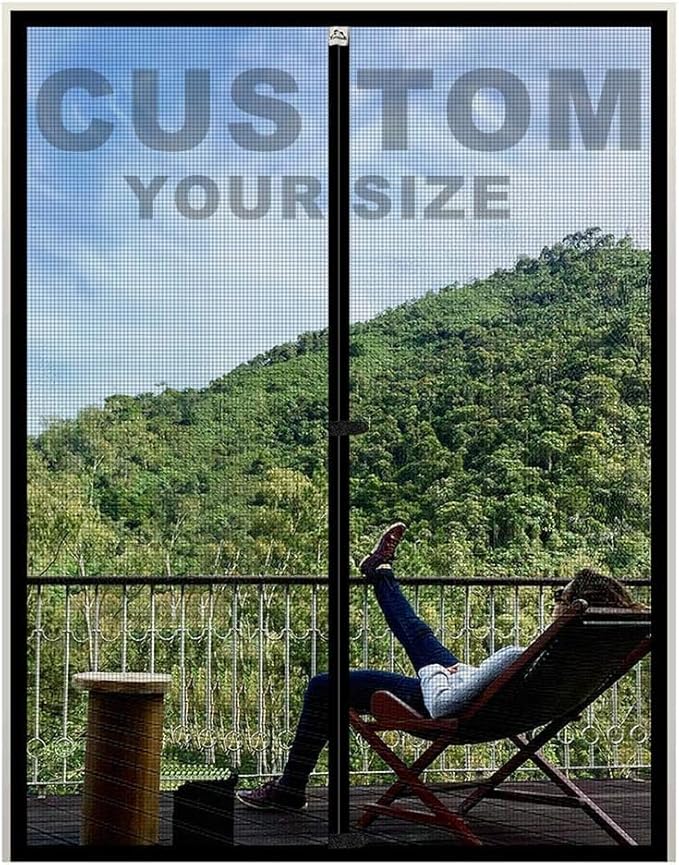 Yotache Customized Magnetic Screen Door, Left Right Side Opening Door Mesh with Magnets for Patio, Balcony, Front, Back, Sliding Door