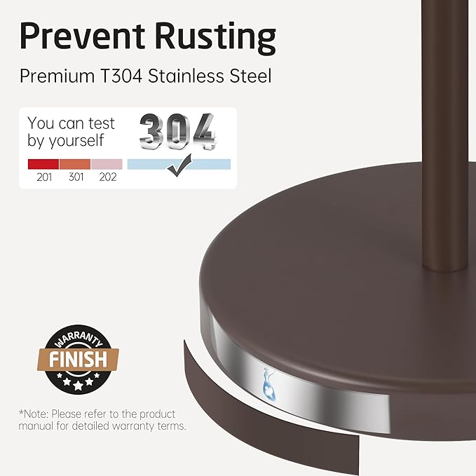 KES Bronze Toilet Paper Holder Stand 26" H, Toilet Roll Holder Free Standing with Heavy Weighted Base, 18/8 Stainless Steel, BPH283S66-BB