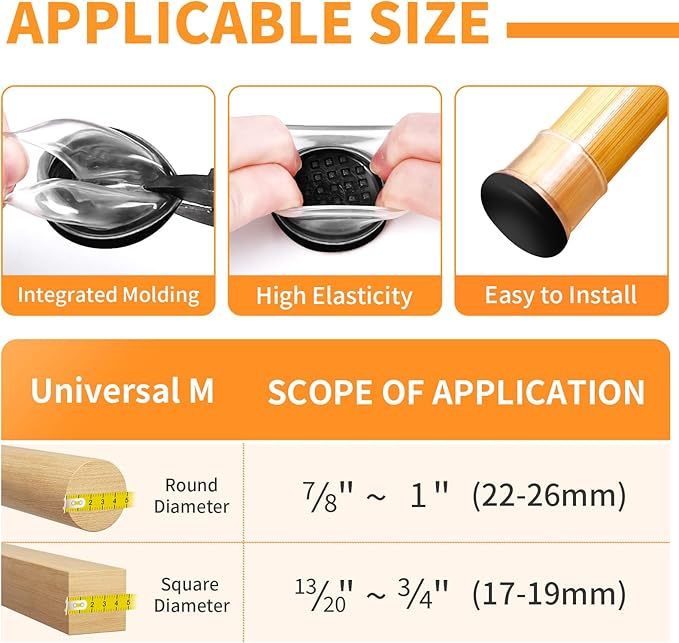 Ezprotekt Chair Leg Sliders for Carpet, 24 Pcs Chair Glides for Carpet Round, Carpet Furniture Pads Stool Leg Protectors Caps, Carpet Furniture Glides Quickly and Easily (M Fit: 7/8" to 1")