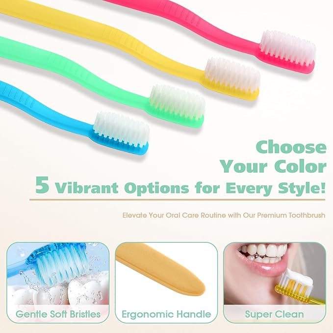 LemonRoad 40 Pcs Travel Toothbrush Holder Sets 20 Disposable Toothbrush Individually Wrapped 20 Portable Tooth Brush Case Covers with Ventilation Holes for Travel, Home, Camping, Hotel(Macron)