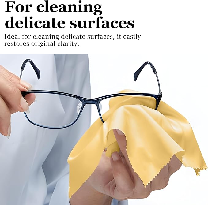 10PCS Suede Microfiber Cloths, 8"×8" Suede Cloth Cleaning Rags, Double-Sided Cleaning Cloths for Car LCD Display, Screens, Glasses, Lenses, Mirrors, Windows, Delicate Surfaces (Yellow)