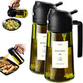 TrendPlain - Original 16oz/470ml Olive Oil Dispenser Bottle for Kitchen Gadgets and Air Fryer Accessories - Olive Oil Sprayer for Cooking w/Stickers - 2 Black