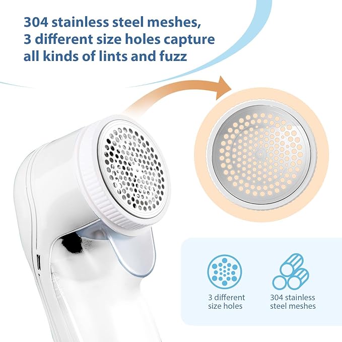 Fabric Shaver, Electric Lint Remover, Lint Shaver with 3 Replaceable Blades USB Rechargeable, Sweater Shaver, Clothes Shaver, Pilling Remover, Fabric Shaver Fuzz Remover for Clothes Furniture