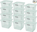 Sterilite Laundry Basket, Plastic Clothes Hamper, Large Square Bin with Comfort Grip Handles and Reinforced Rim, 1.5 Bushel Capacity, Mint, 12 Pack