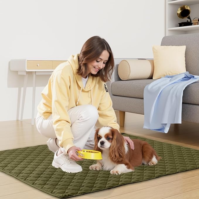 Smiry Waterproof Dog Bed Cover Blanket, Soft Reversible Pet Blanket, Washable Leakproof Cats Dogs Couch Cover for Sofa, Couch, Furniture, Plaid (30x70 Inch, Green/Navy)